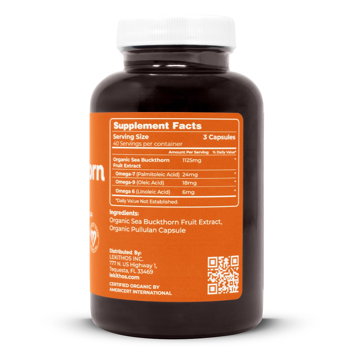 Lekithos Organic Sea Buckthorn Capsules 120 Capsules