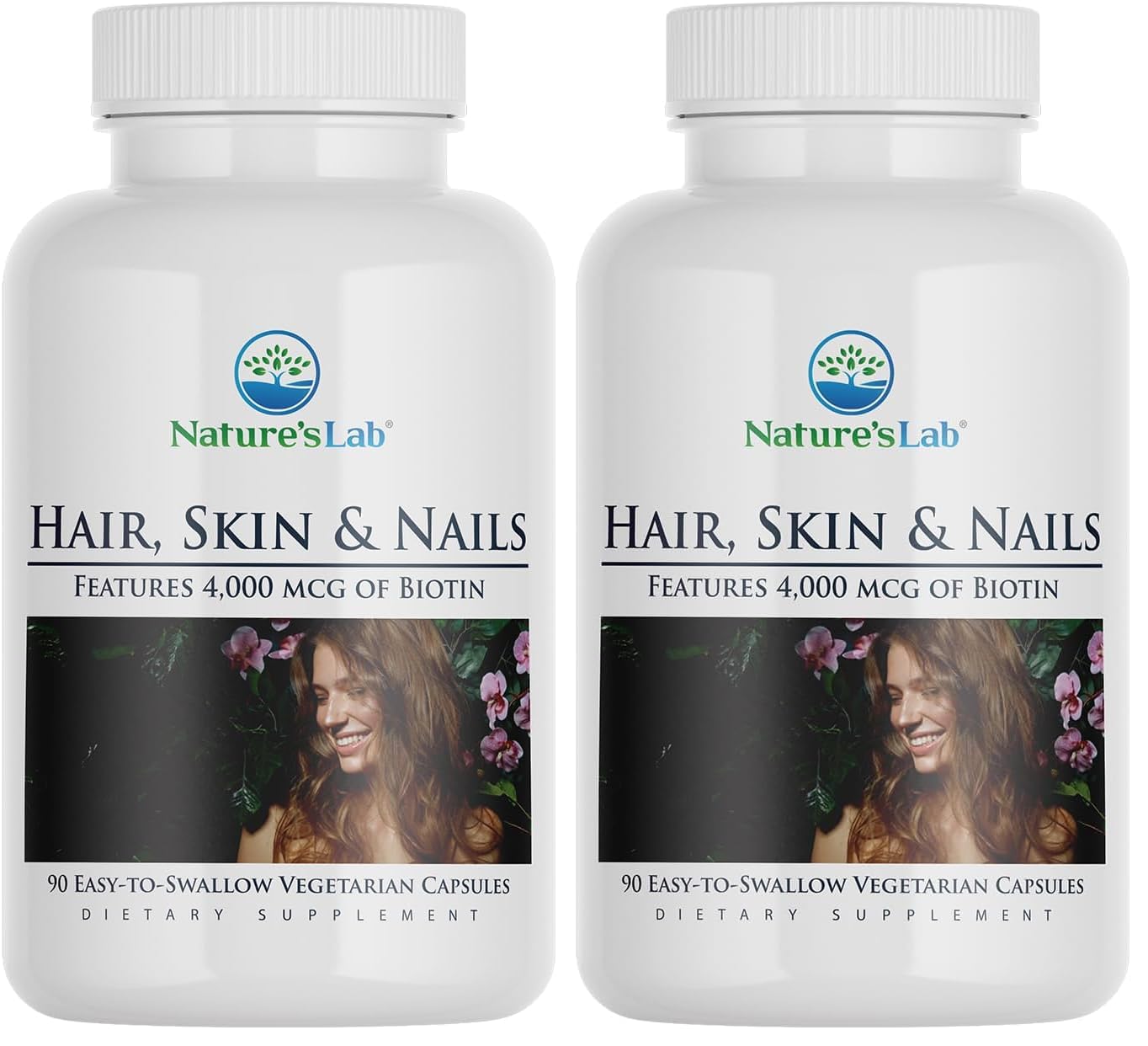 Nature's Lab Hair Skin and Nails Biotin, BCAA, MSM, Vitamin Complex Capsule 180 Count