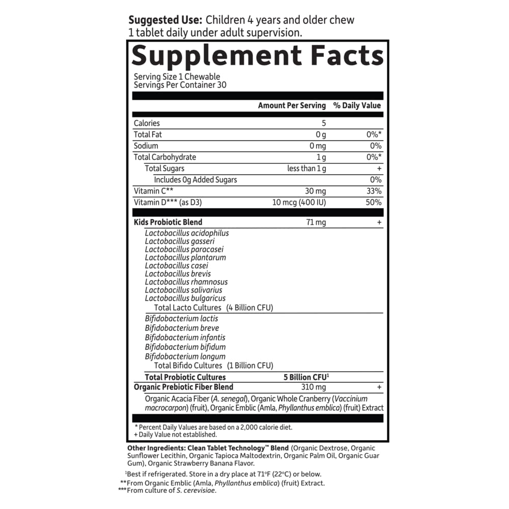 Garden of Life Dr. Formulated Probiotics Organic Kids+ Chewables, 30 Count