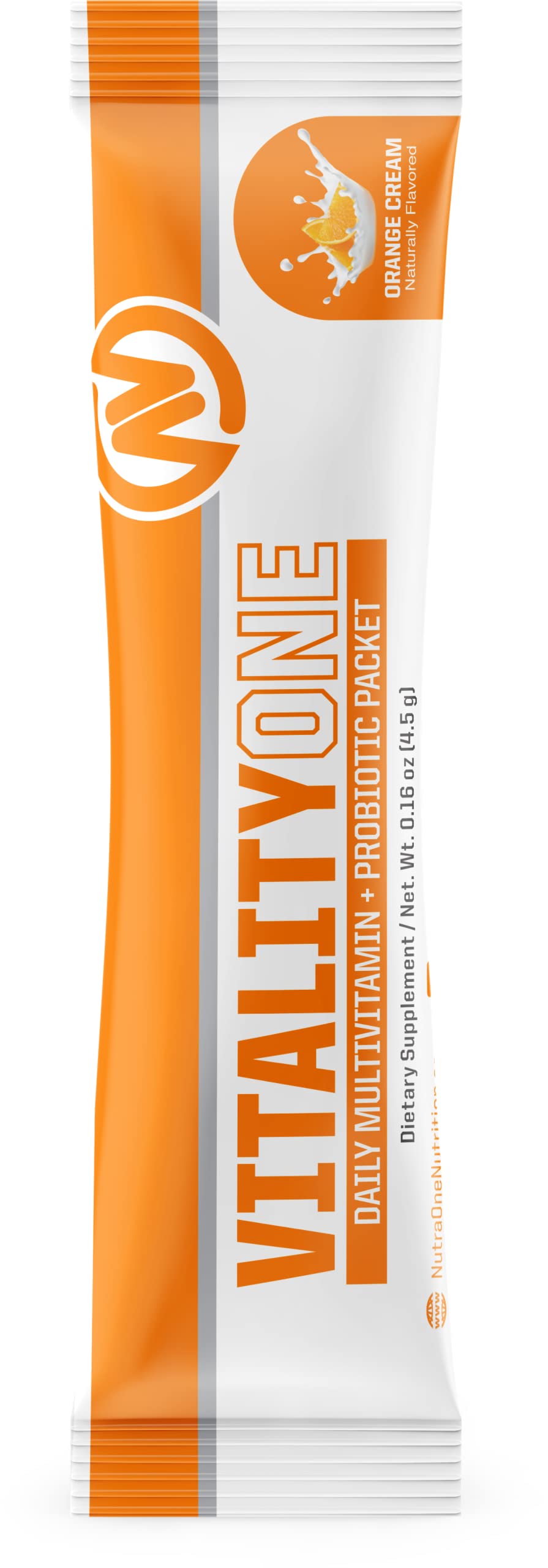 NutraOne VitalityOne On The Go Complete Multivitamin, Probiotic and Enzyme Blend Orange Cream Powder 4.76 Ounce