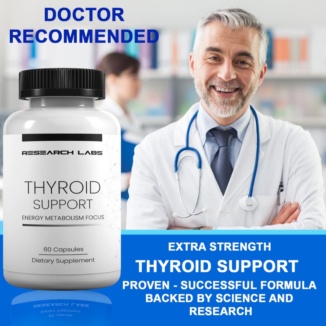 Research Labs Thyroid Support + Iodine Supplement Capsules, 120 Capsules