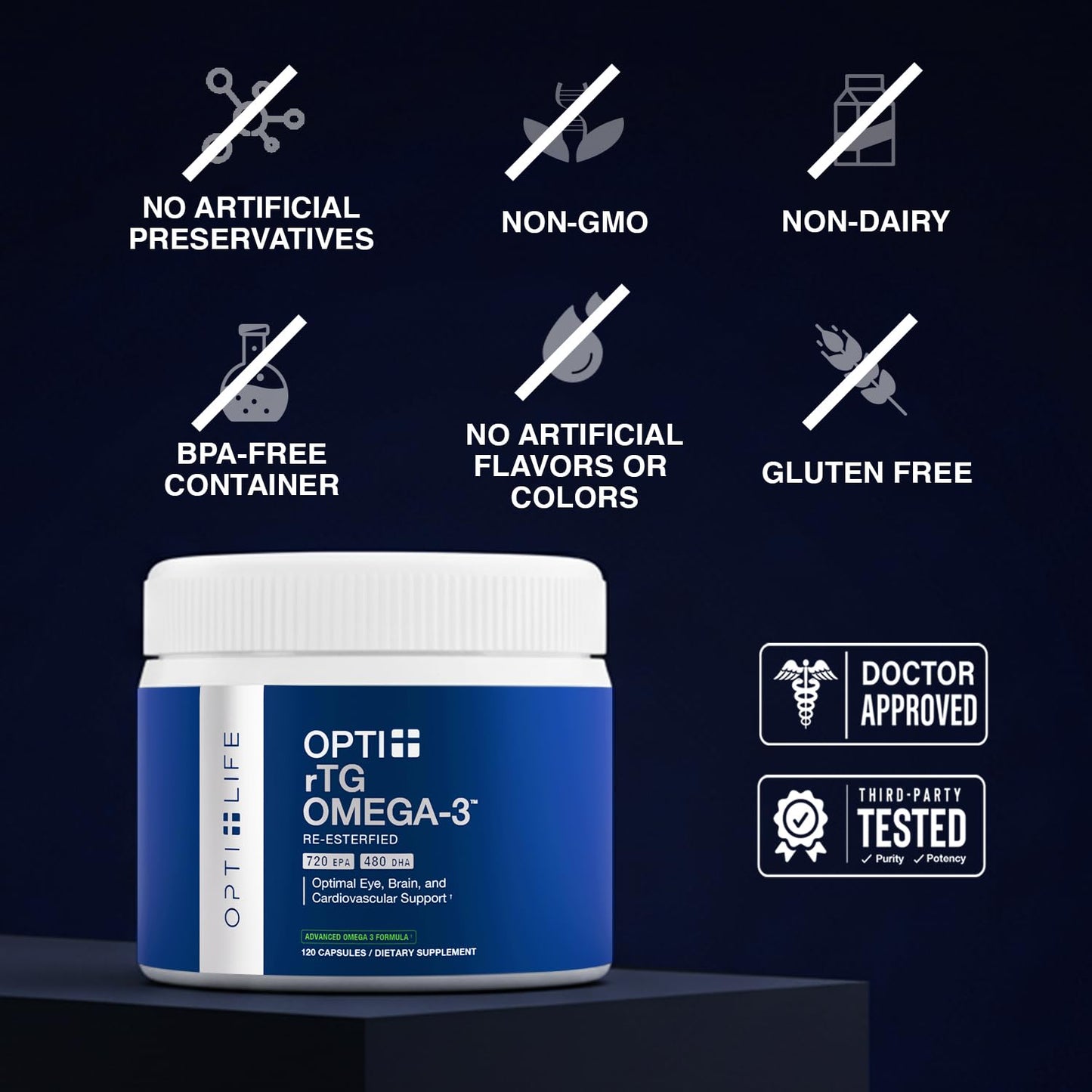 Opti + Life Omega-3 Fish Oil Capsules, 120 Count