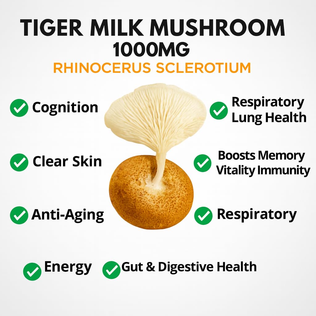 NEO-NUTRITION Tiger Milk Mushroom 1000mg Rhinocerus Sclerotium Capsules 60