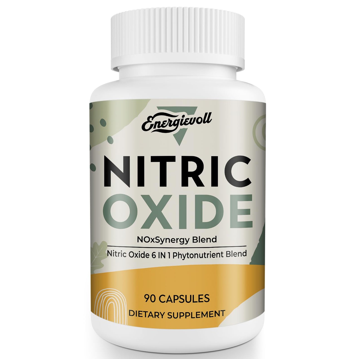 Energievoll Nitric Oxide Supplement for Men - Beet Root & Botanical Phytonutrient Blend with GPLC - for Blood Flow, Oxygenation, and Blood Pressure, Energy, 90 Capsules