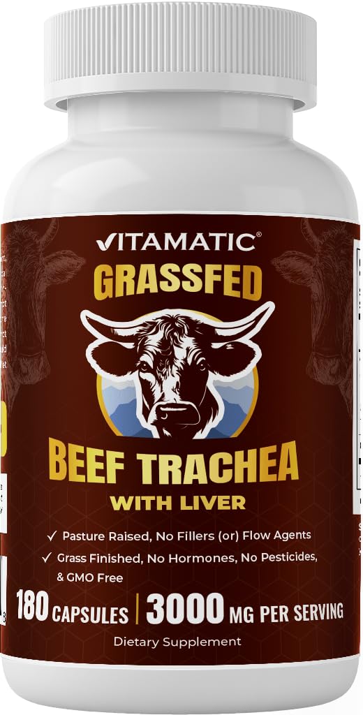 Vitamatic Grass-Fed Beef Trachea with Liver 180 Capsules
