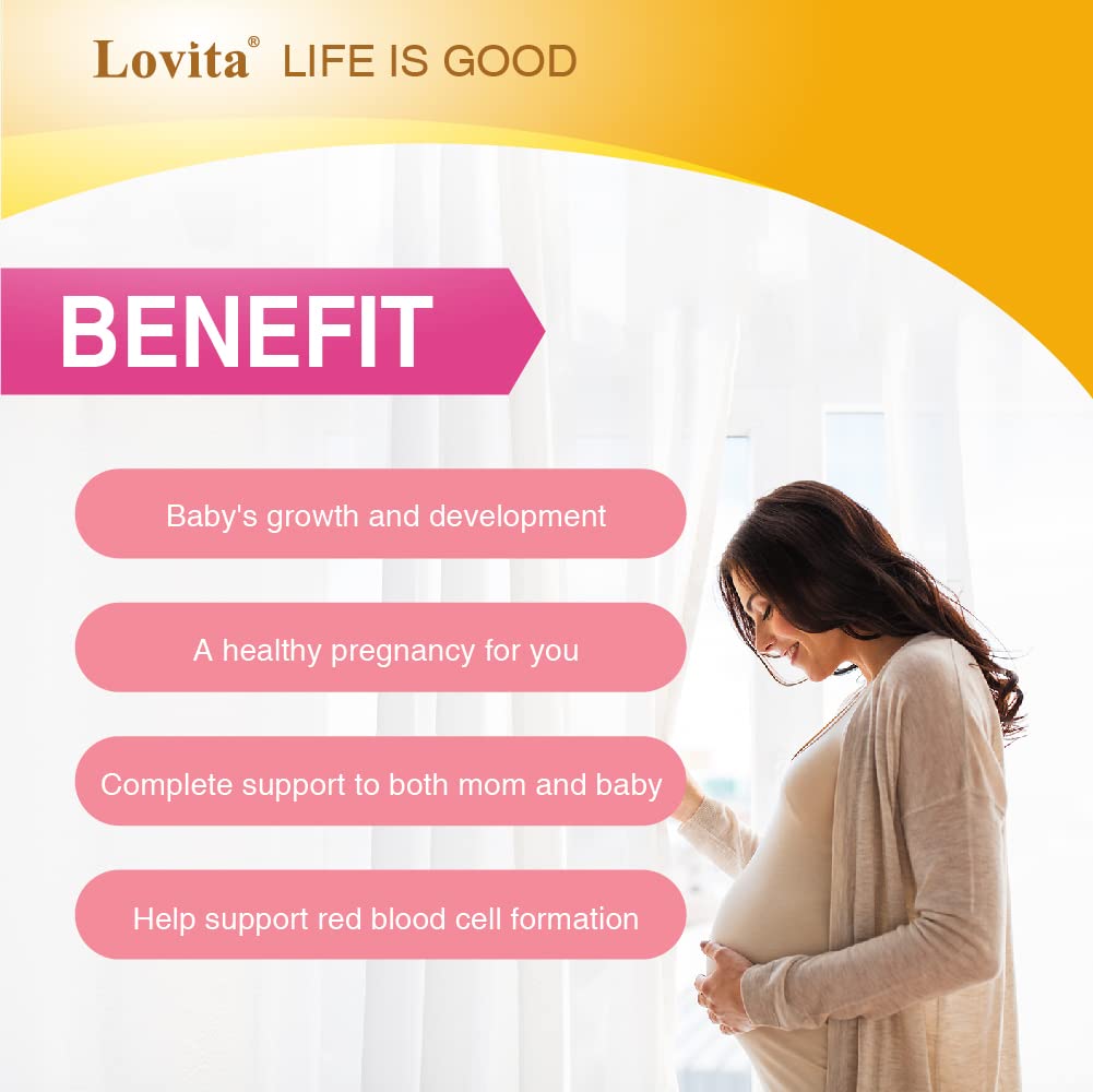 LOVITA Prenatal Vitamins with Iron 27 mg, Folic Acid 800 mcg & Calcium, Vegan Prenatal Vitamins for Women During and Post Pregnancy, 540 Tablets