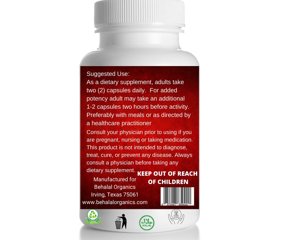 Behalal Organics Ashwagandha Quick Release Capsules 100 Count