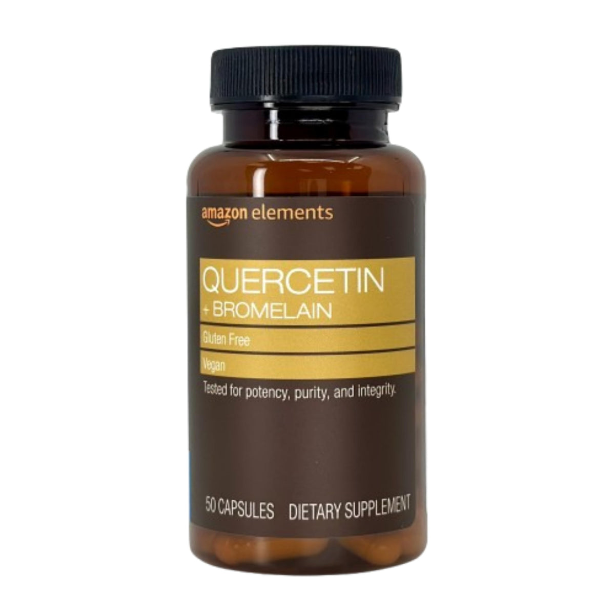 Amazon Elements - Revly Quercetin + Bromelain, 500 mg Quercetin with 150 mg Bromelain, Vegan, Pineapple, 50 Capsules, Quercetin with Bromelain