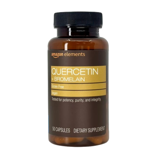 Amazon Elements - Revly Quercetin + Bromelain, 500 mg Quercetin with 150 mg Bromelain, Vegan, Pineapple, 50 Capsules, Quercetin with Bromelain
