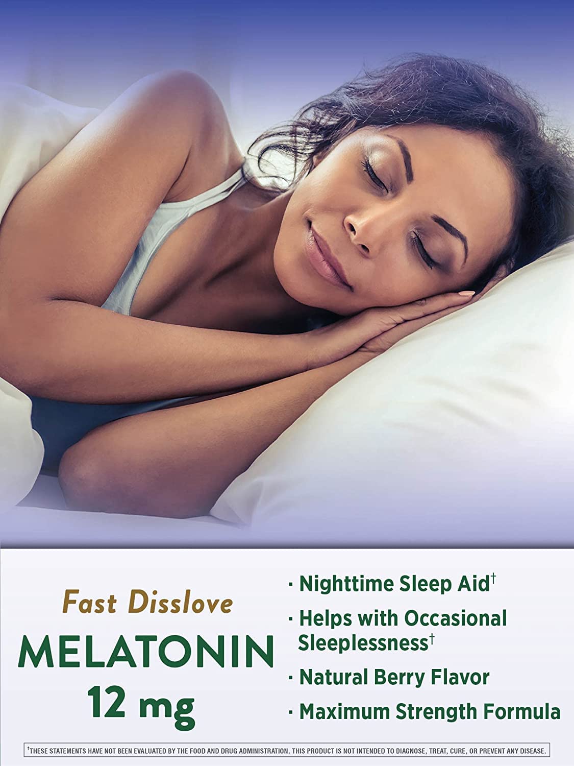 Nature's Truth Melatonin 12 mg, Natural Berry Flavor Tablet, 120 Count