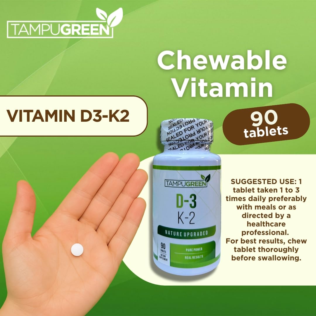 TAMPUGREEN Vitamin D3 + K2 2000 IU D3 + 75 mcg K2, 90 Tablets