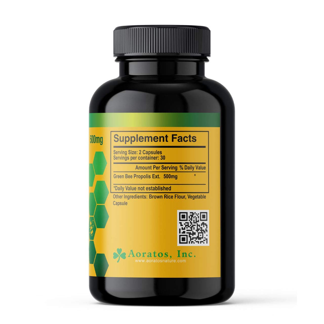 Aoratos 100% Brazilian Green Propolis Enriched 500mg Immune Support Capsule, 60 Capsules