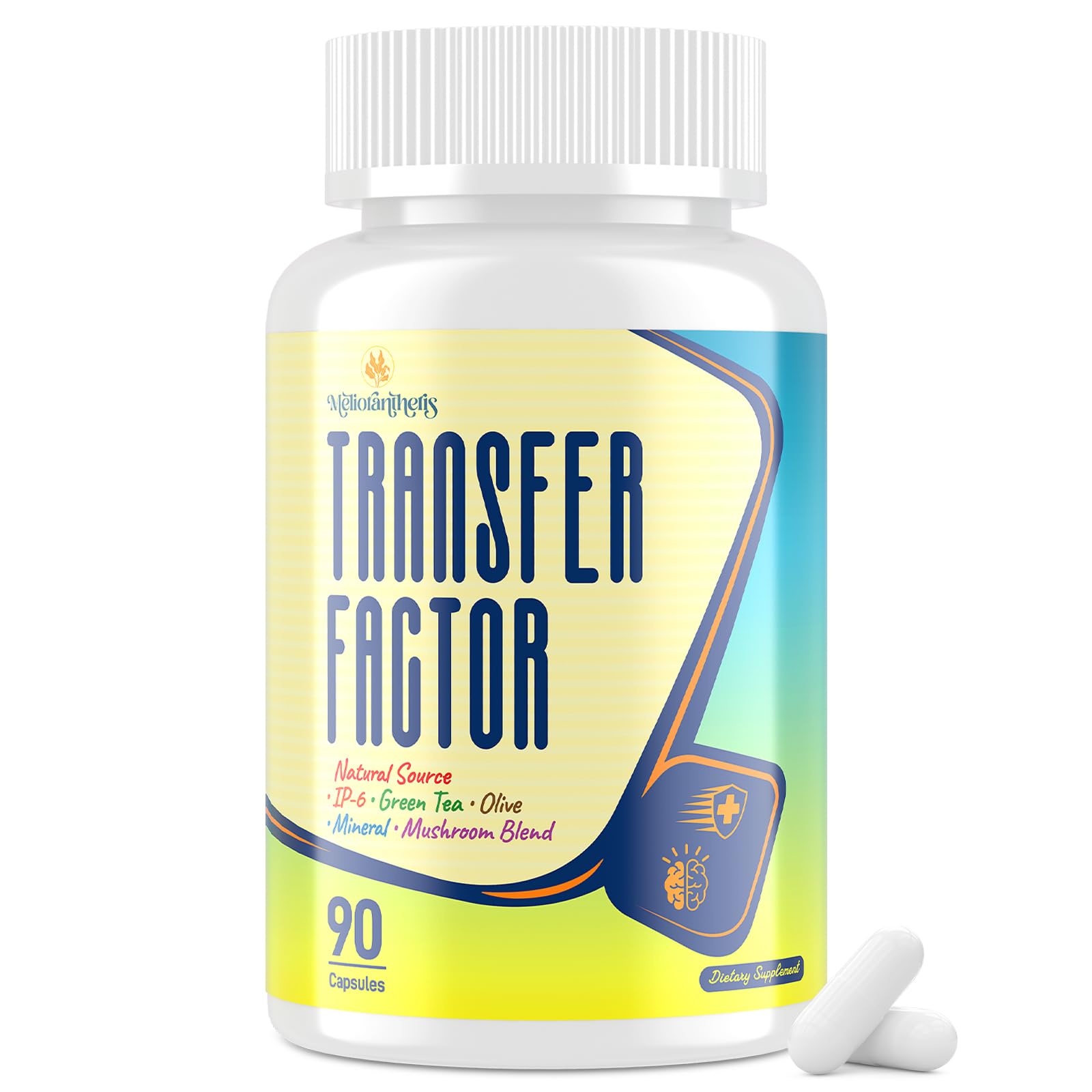 Meliorantheris Transfer Factor 1800mg Colostrum & Egg Yolk Extracts with Zinc and Selenium Immune & Cognitive Support Capsule 180 Count