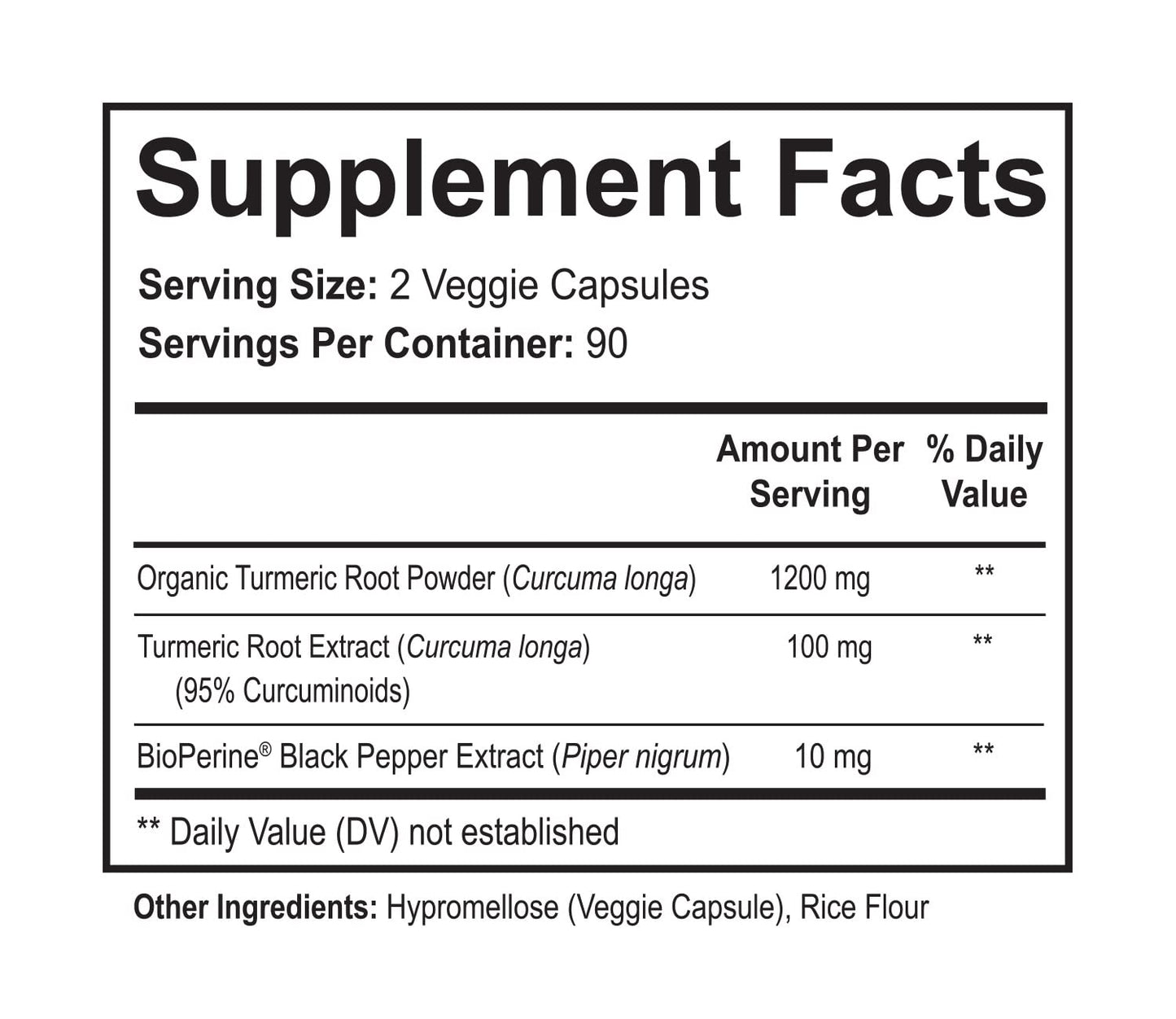 NutriFlair Turmeric Curcumin with BioPerine 1300mg, 180 Capsules