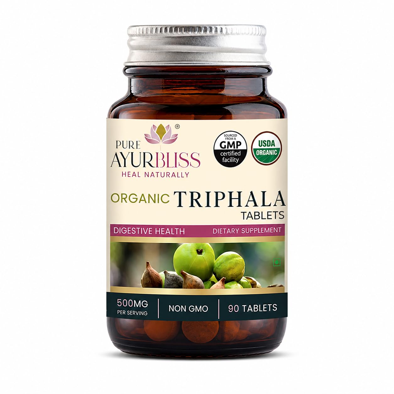 PureAyurbliss Triphala 500mg Tablets, 90 Count