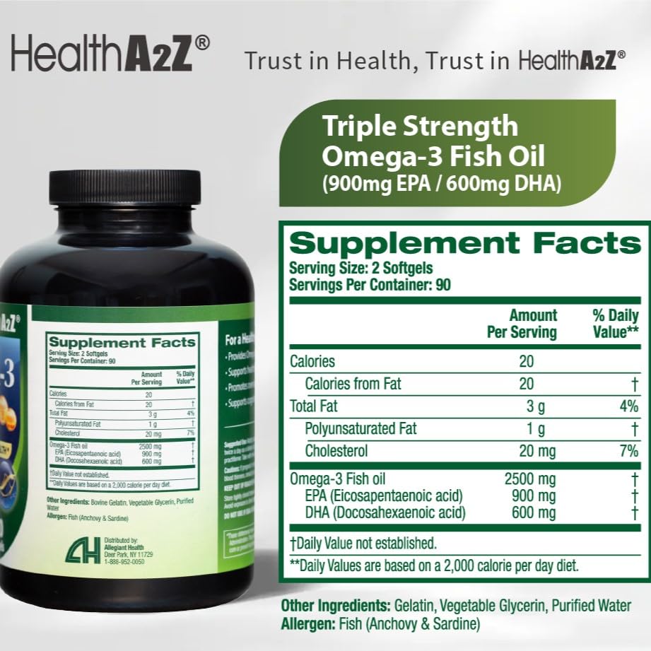 NutraA2Z Omega 3 Fish Oil high protency Gummy, 60 Gummies