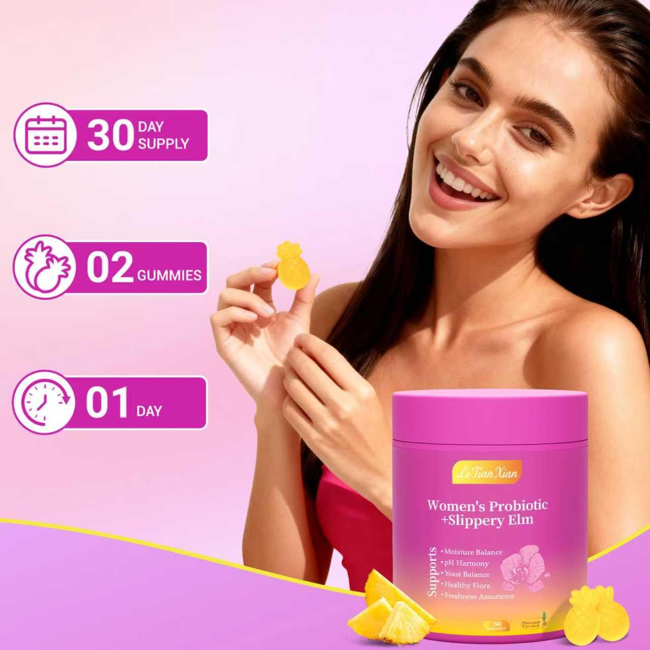 Le Tian Xian Her Juicy Feminine Probiotics Gummies, 60 Count
