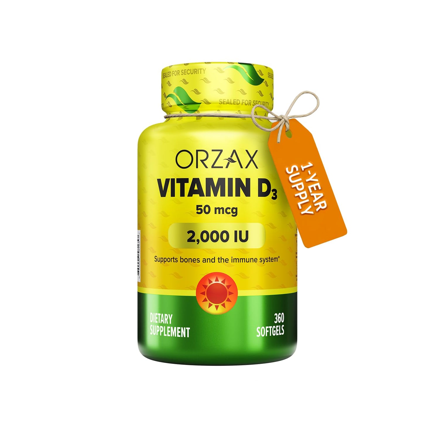 ORZAX Vitamin D3 2000 IU Softgels, 360 Softgels