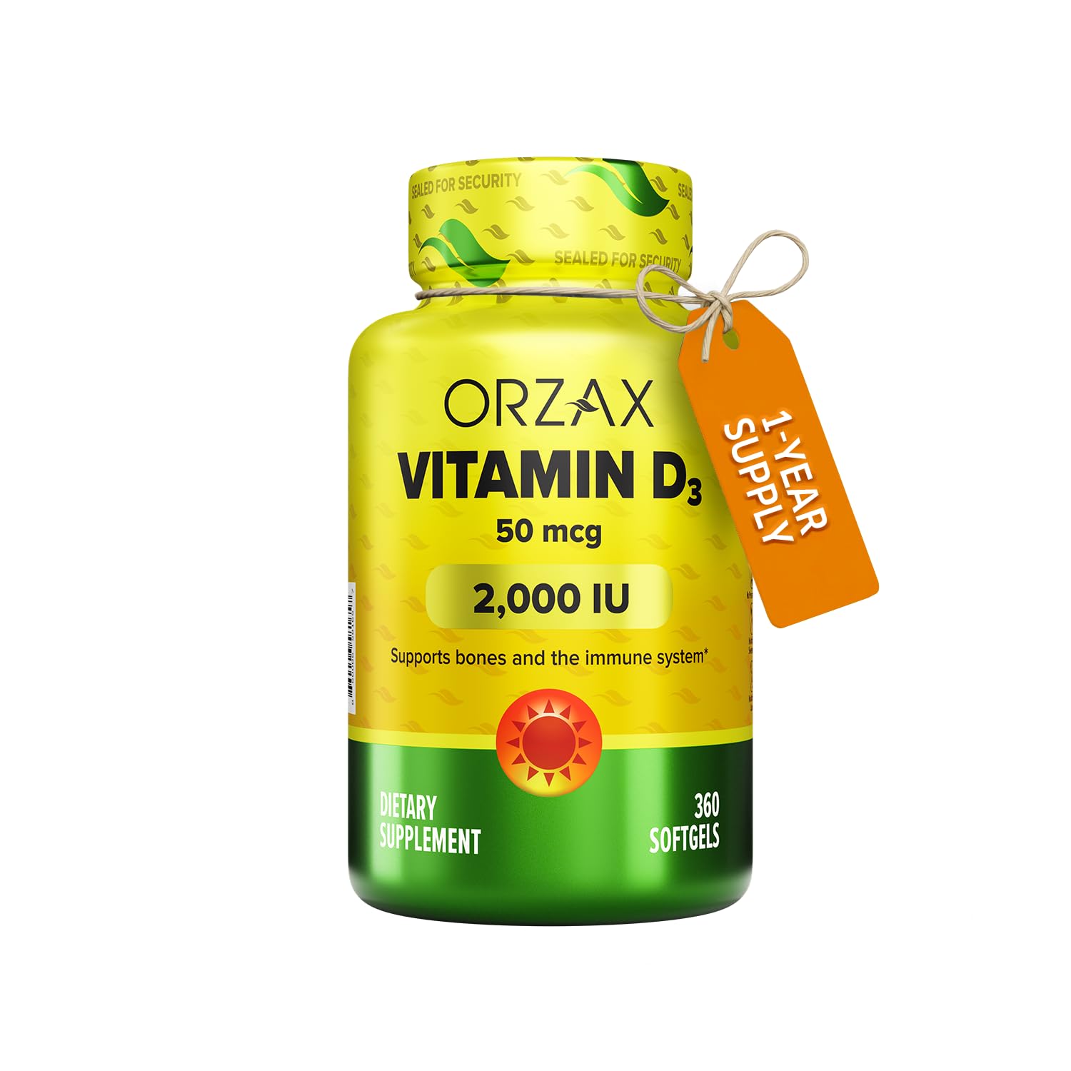 ORZAX Vitamin D3 2000 IU Softgels, 360 Softgels