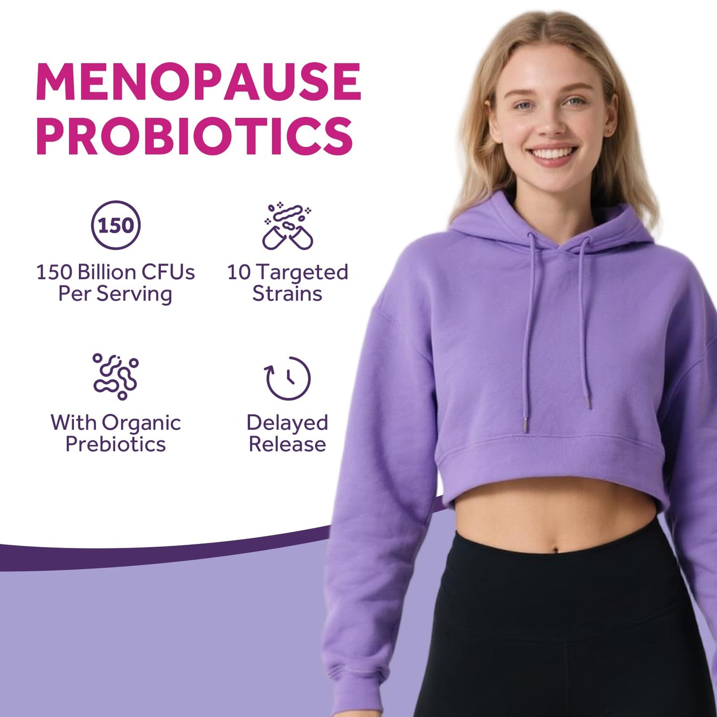 Doctor's Recipes Menopause Probiotics 150 Billion CFU Capsules, 60 Count