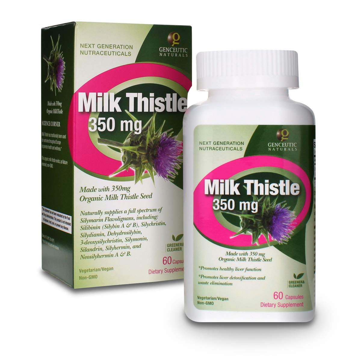 Genceutic Naturals Milk Thistle Organic 350 mg Capsules 60 Count