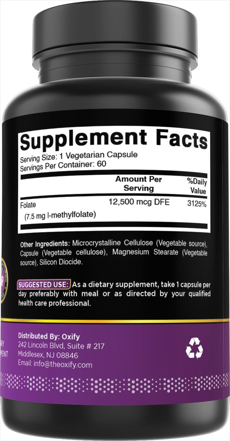 Oxify Methyl Folate 7500 mcg, 60 Capsules
