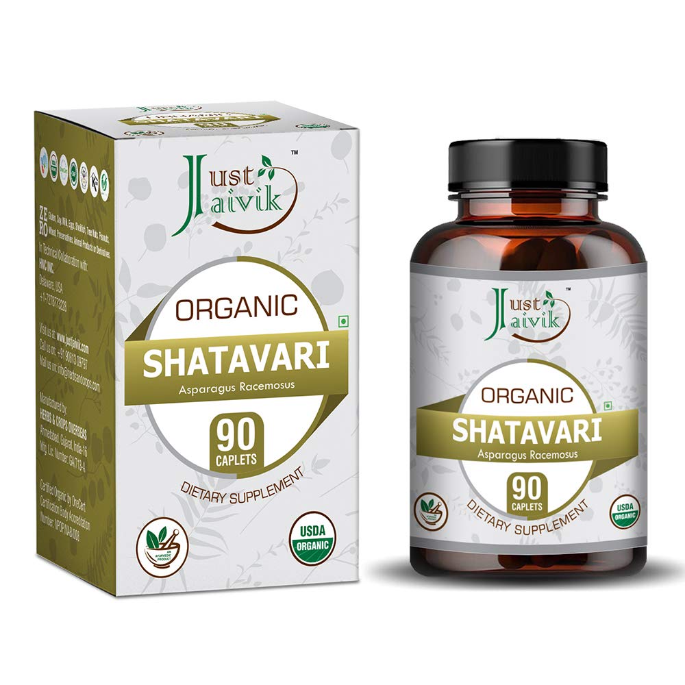 Just Jaivik Organic Shatavari 750 mg, 90 Tablets