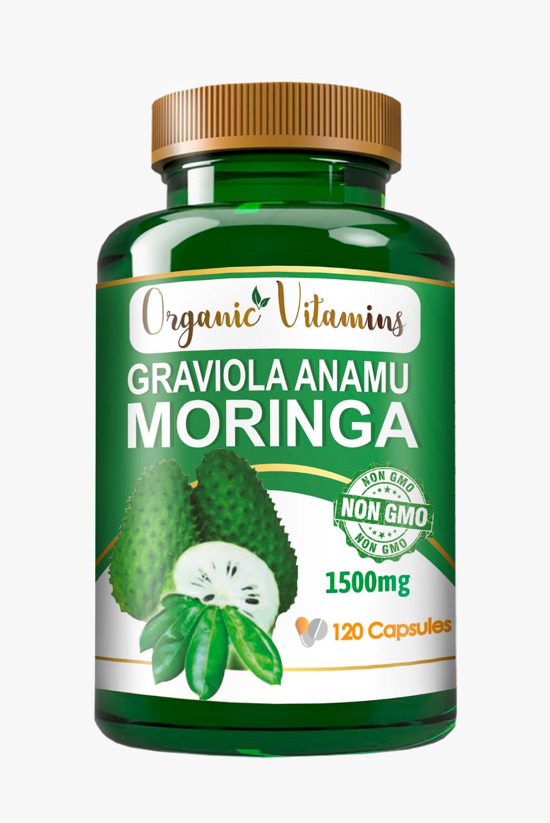 VITAMISAN Graviola Soursop Annona muricata Anamu Moringa Green Superfood for Antioxidant Support Capsules 120