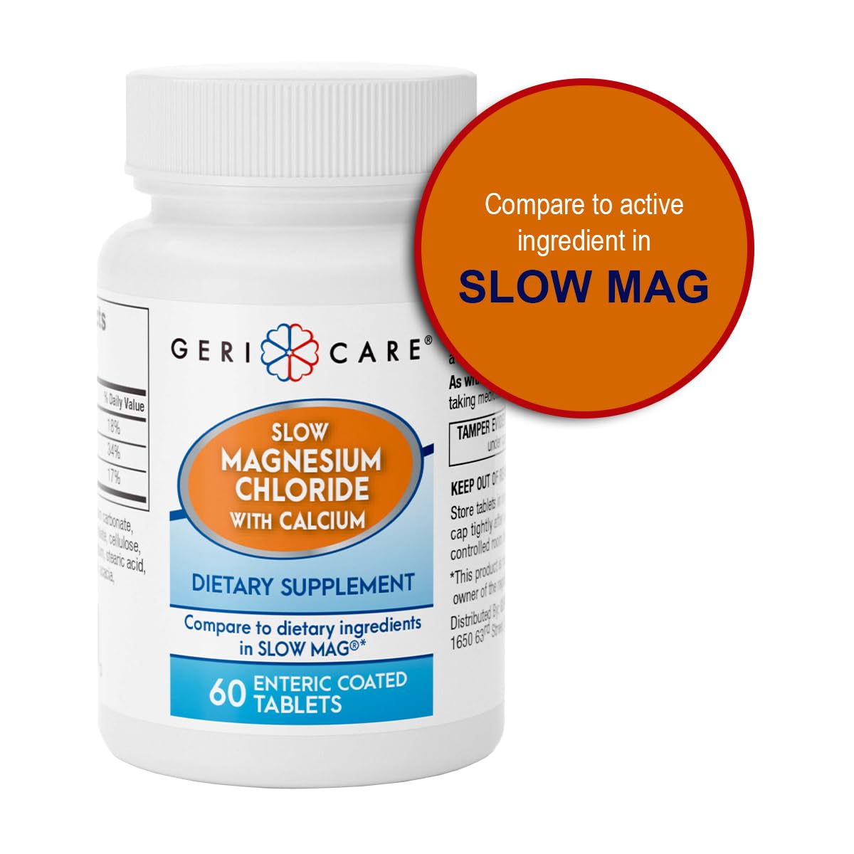 GeriCare Slow Magnesium Chloride Calcium Slow-Release Enteric Coated Tablets, 120 Tablets