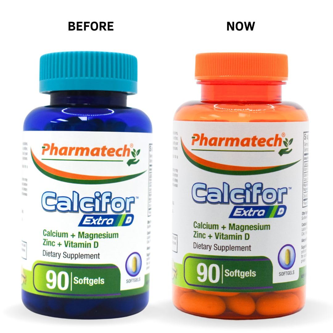 Calcifor Calcium, Magnesium, Zinc Plus Vitamin D3 Bone and Teeth Health Supplement Softgels 90
