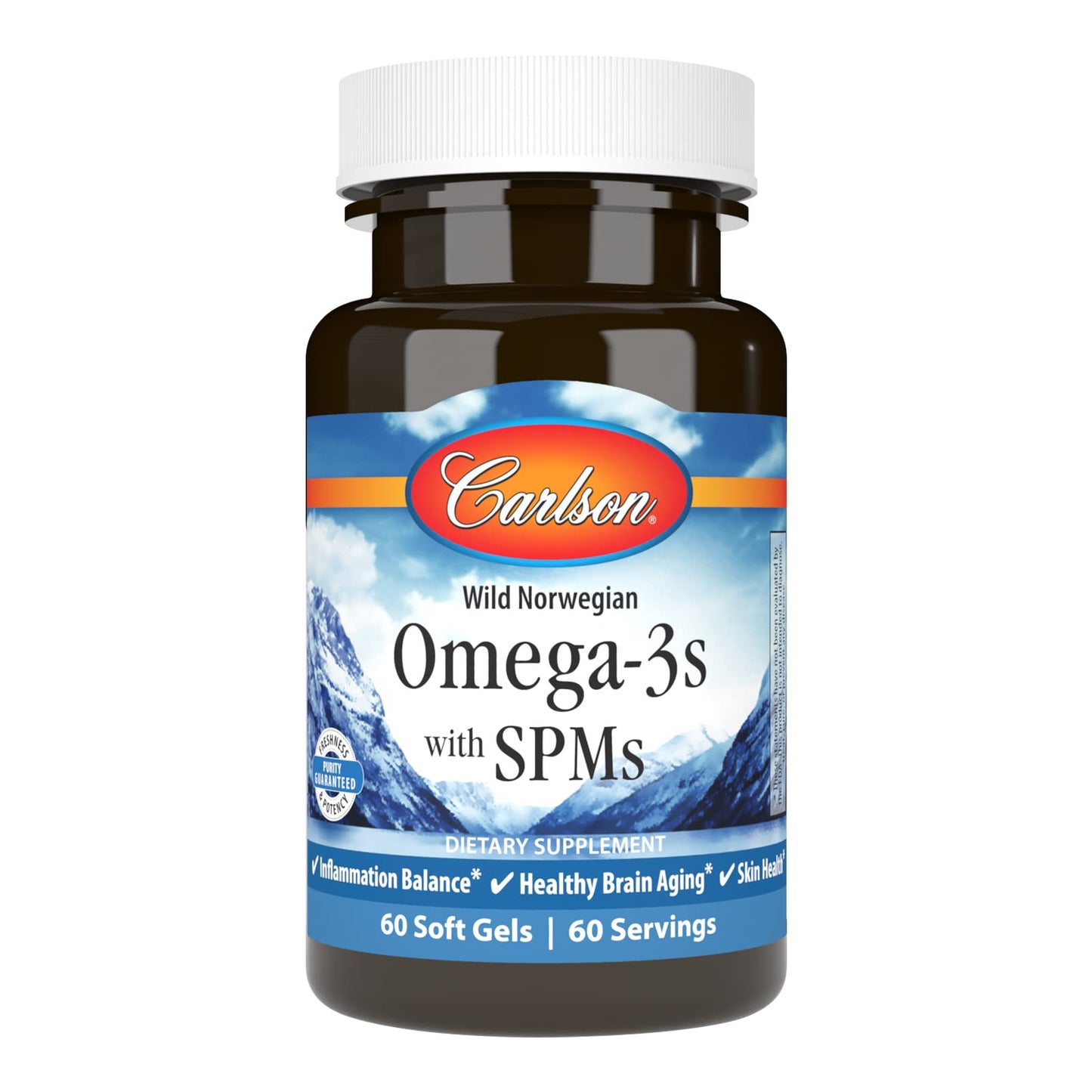Carlson Omega-3s with SPMs, Phospholipid Omega-3s, Pro-Resolving Mediators (PRMs), Healthy Brain Aging, Cellular Support, Softgels, 60 Count