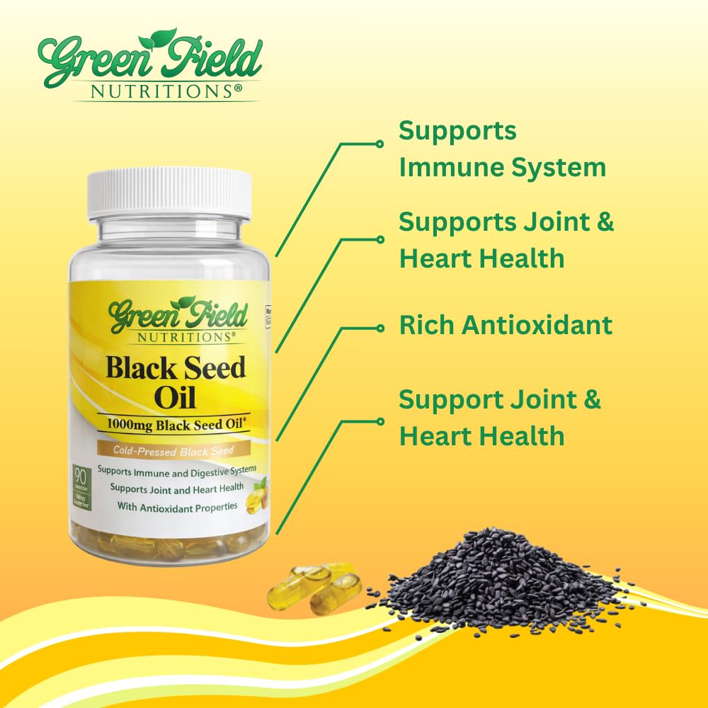Greenfield Nutritions Black Seed Oil (Nigella Sativa) Vegetarian Liquid Capsules, 90