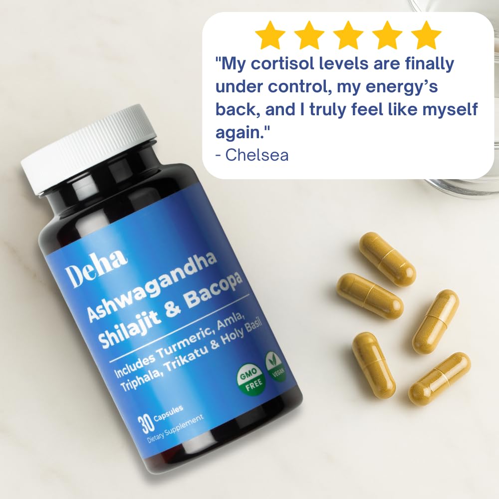 Deha Ashwagandha Shilajit Bacopa Capsules, 30 Count