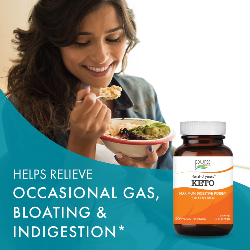 PURE ESSENCE LABS Real-Zymes Keto Digestive Enzymes with Probiotics Capsules 90 Count