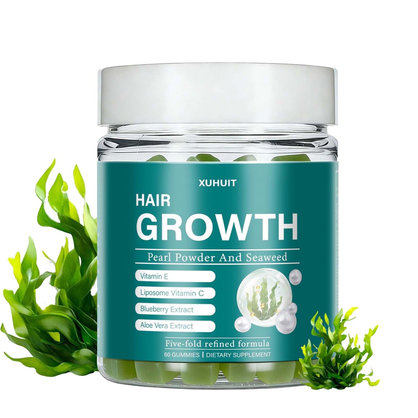YKSDQ Hair Revive Gummies with Sea Moss & Pearl Powder, 60 Count