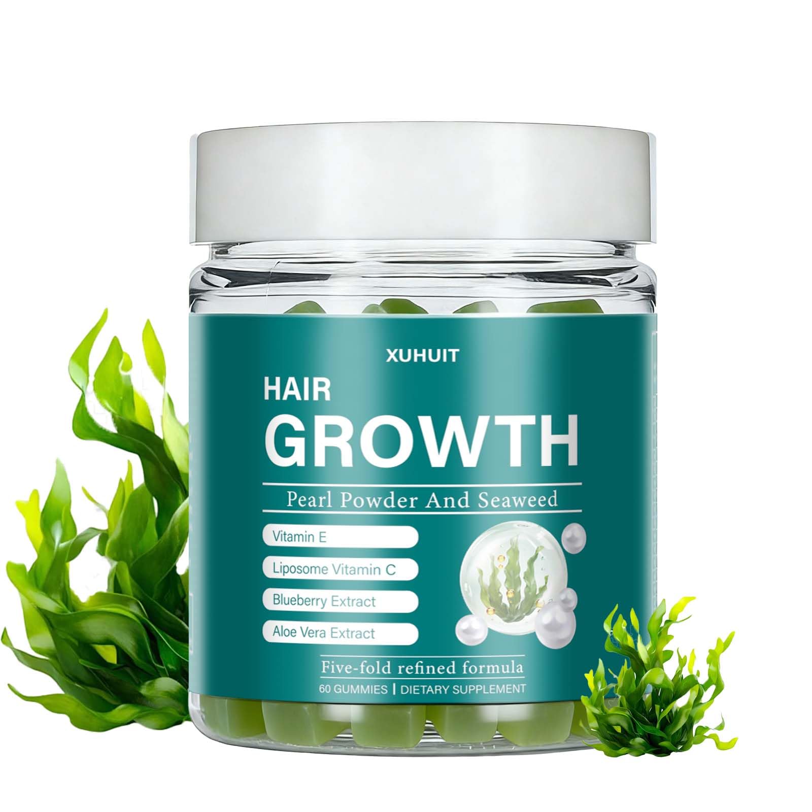 YKSDQ Hair Revive Gummies with Sea Moss & Pearl Powder, 60 Count
