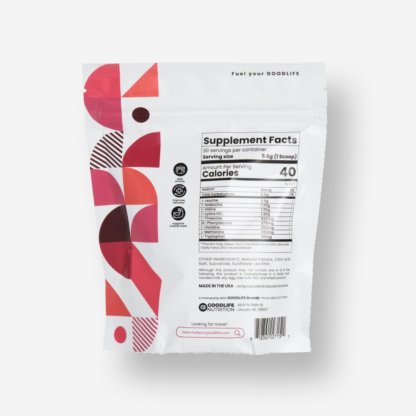 GOODLIFE Nutrition Essential Amino Acids Powder 18.52 oz
