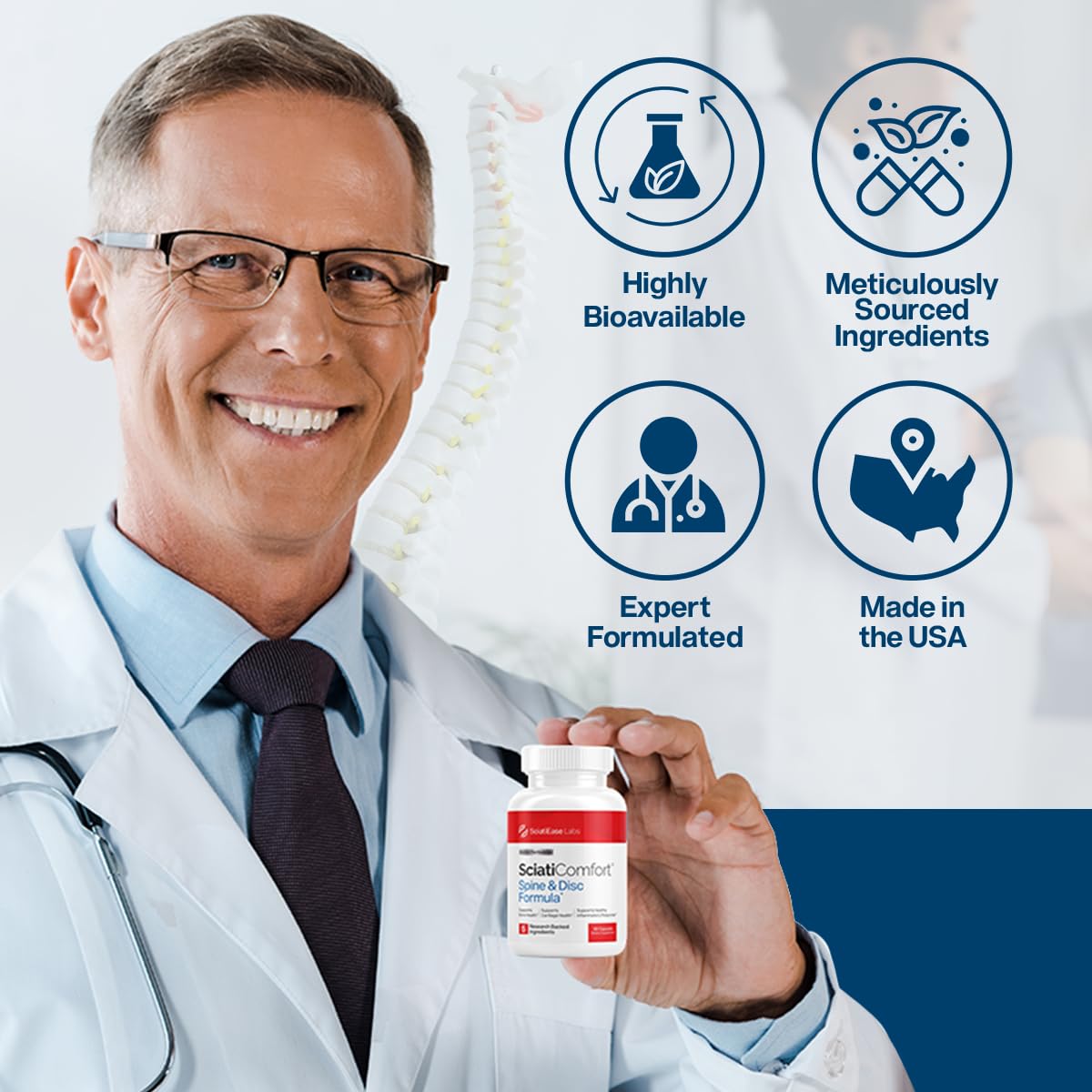 SciatiEase SciatiComfort Spine and Disc Support Supplement Capsules, 60 Count