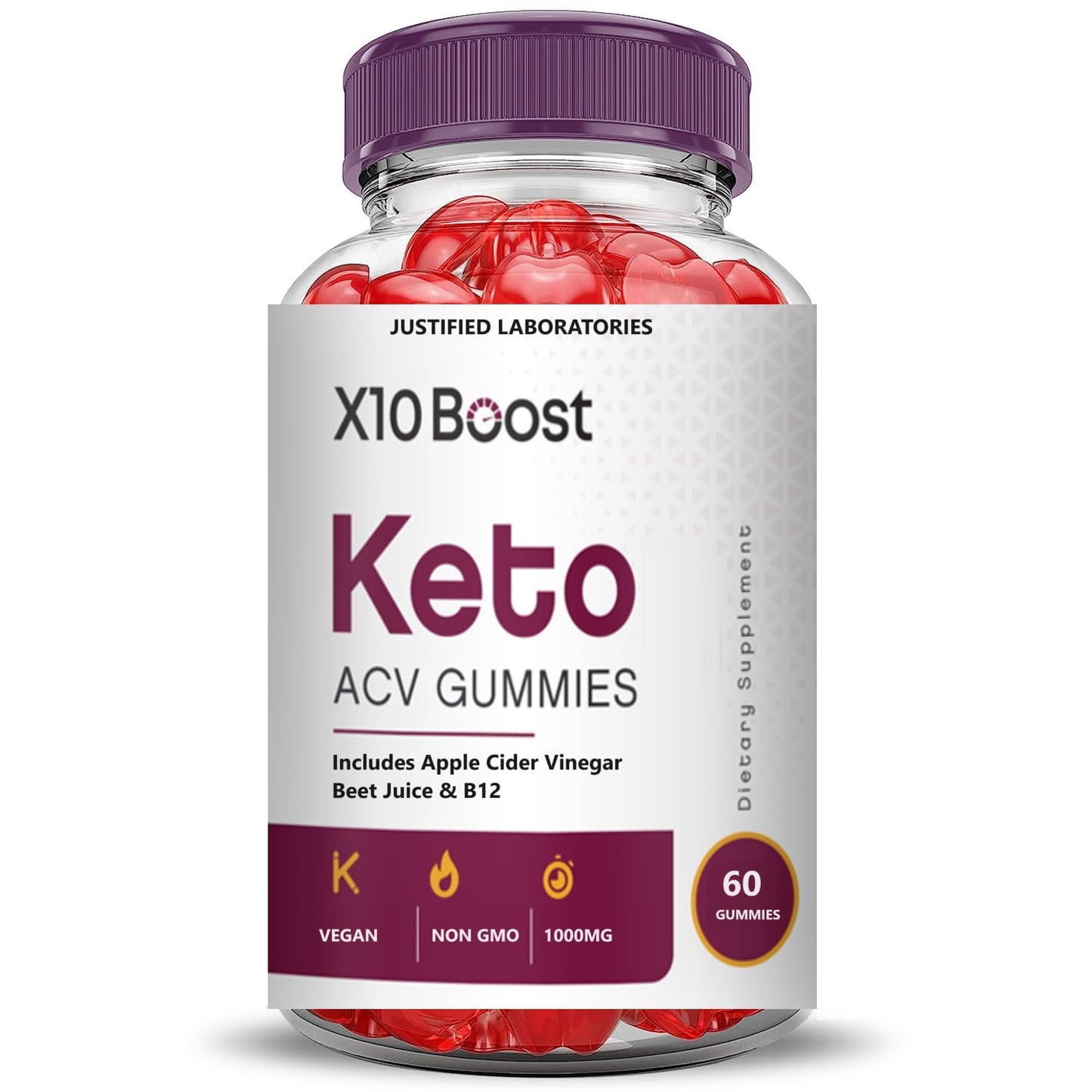 Justified Laboratories X10 Boost Keto ACV Gummies 300 Gummies