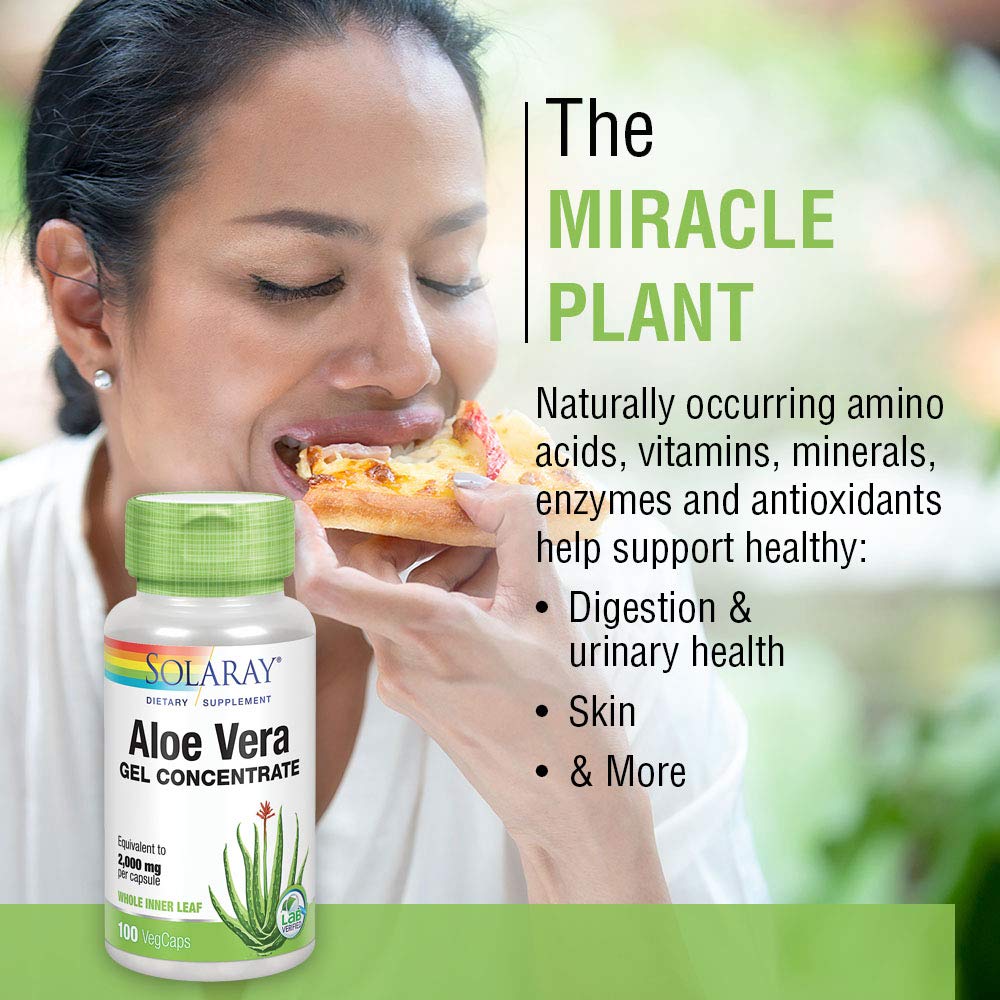 Solaray Aloe Vera Gel 2000mg Capsules, Pack of 2