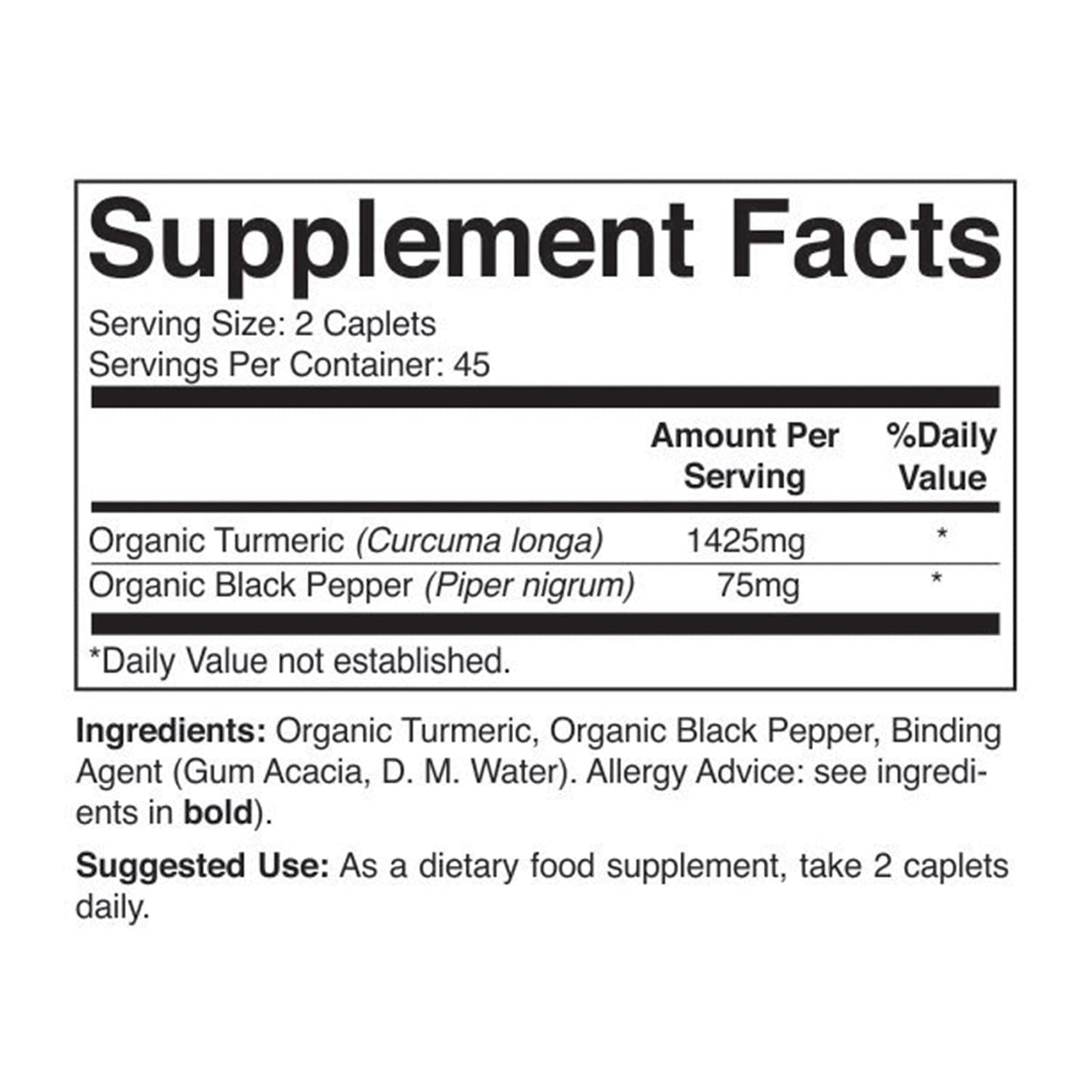 Brieofood Organic Turmeric with Black Pepper 1500mg, 90 Tablets