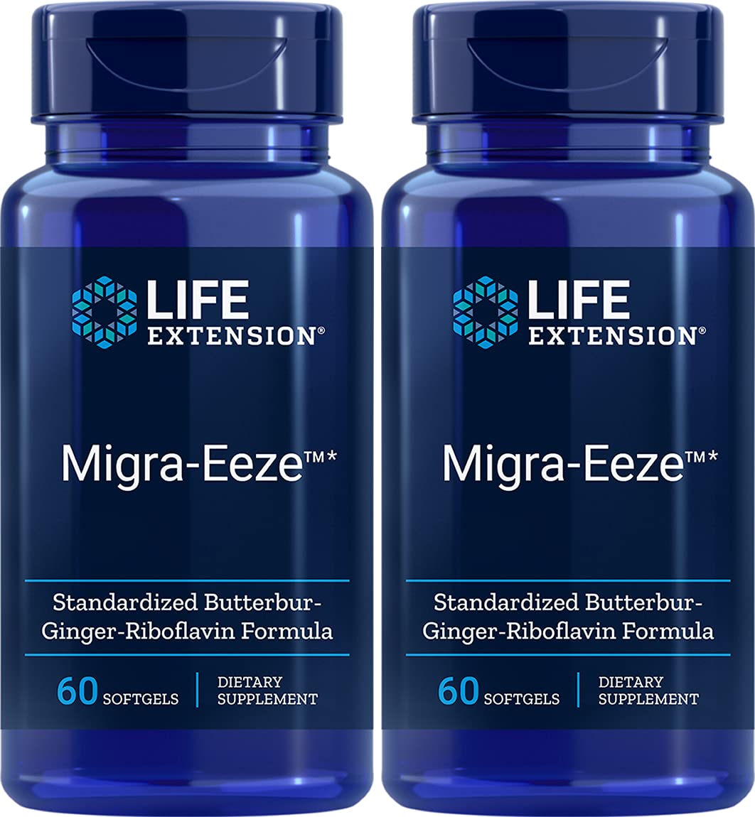 Life Extension Migra-Eeze Standardized Butterbur-Ginger-Riboflavin Formula Softgel 60 Count (Pack of 2)