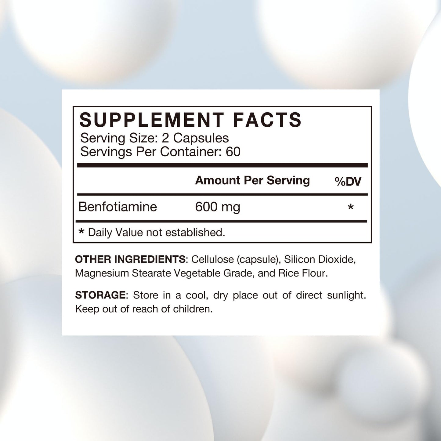 VHC Vitamin B1 Benfotiamine 600mg Capsules, 120 Count