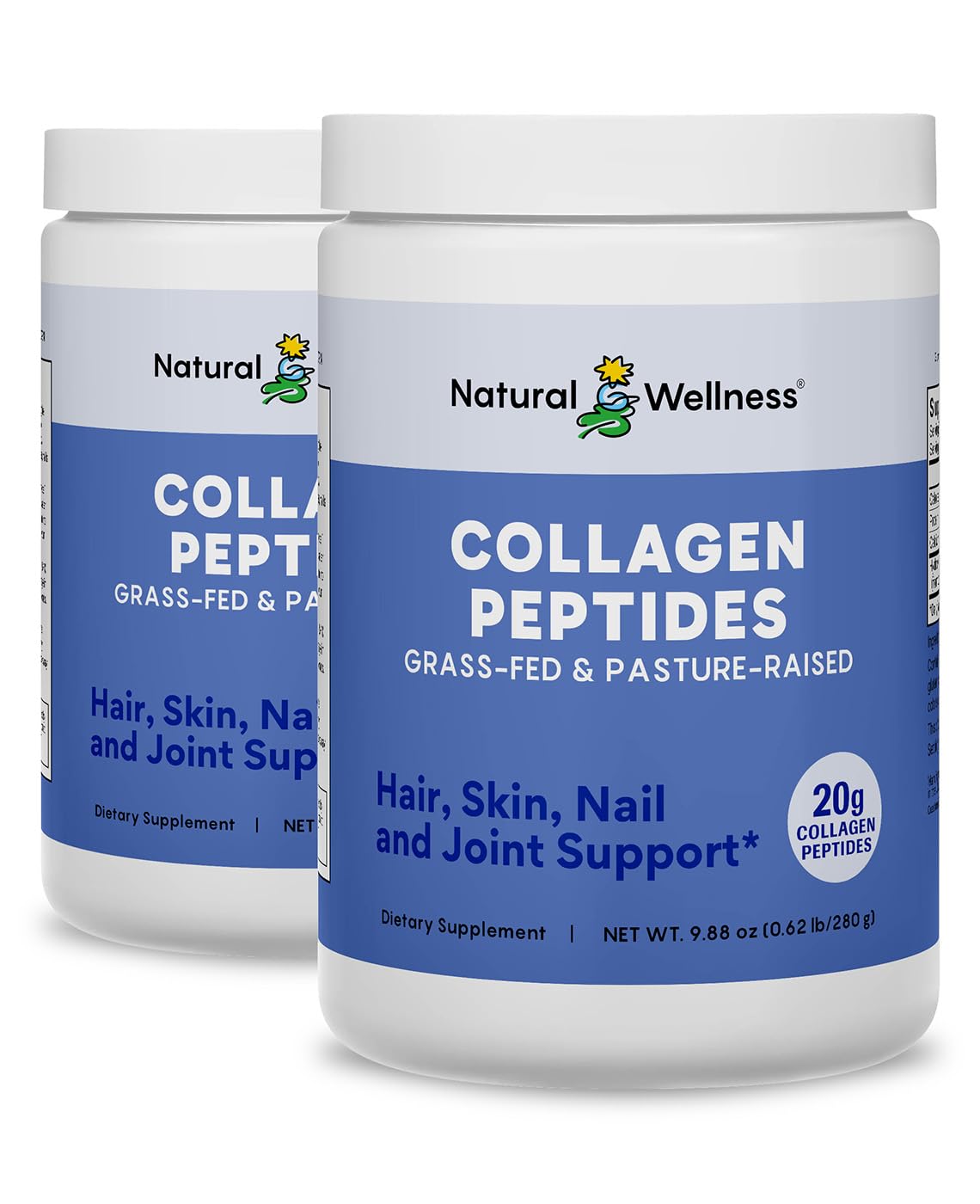 Natural Wellness Collagen Peptides (Type I & III) – Hydrolyzed Bovine Collagen for Hair, Skin, Nails, Joints & Bones – Powder, 19.76 oz