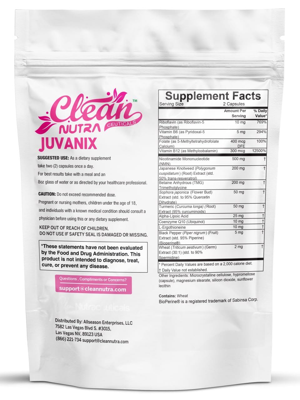 Clean Nutraceuticals NMN Supplement for Women Capsules 60 Count