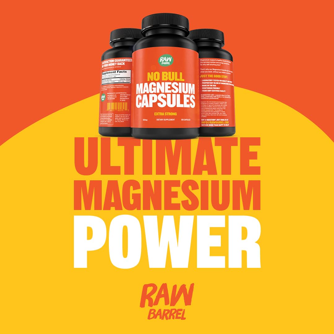 Raw Barrel No Bull Magnesium Capsules, 180 Capsules