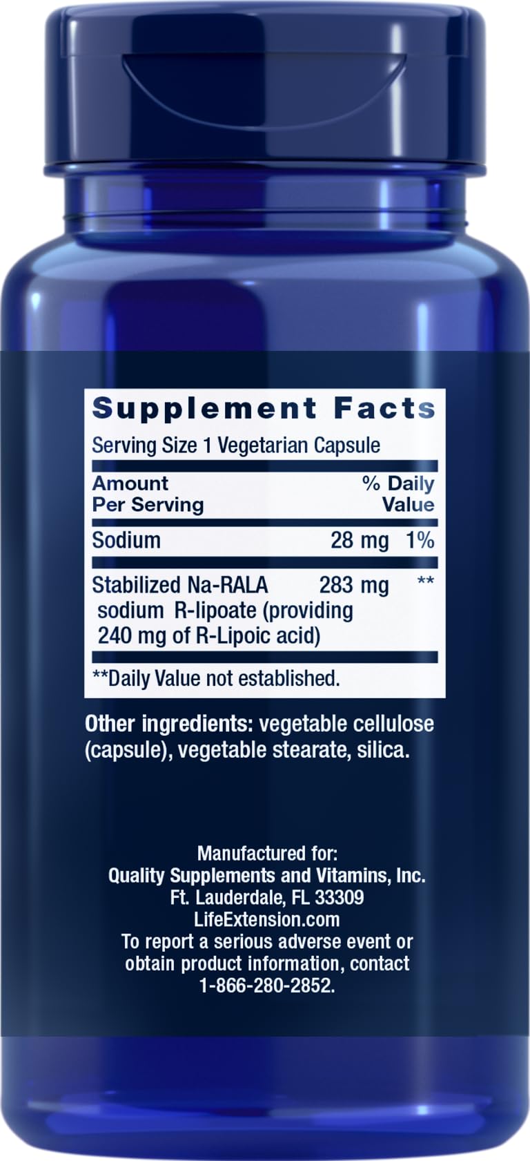 Life Extension Super R-Lipoic Acid 240 mg Capsules, 120 Count