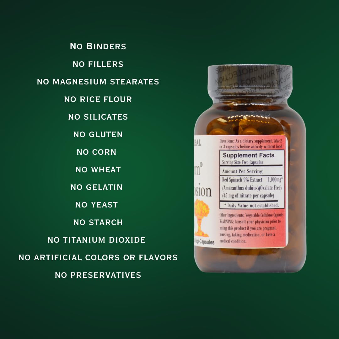 Barlowe's Herbal Elixirs OXYSTORM N.O. Explosion Red Spinach Extract 9% Natural Nitric Oxide Booster 500mg Capsule, 60 Capsules