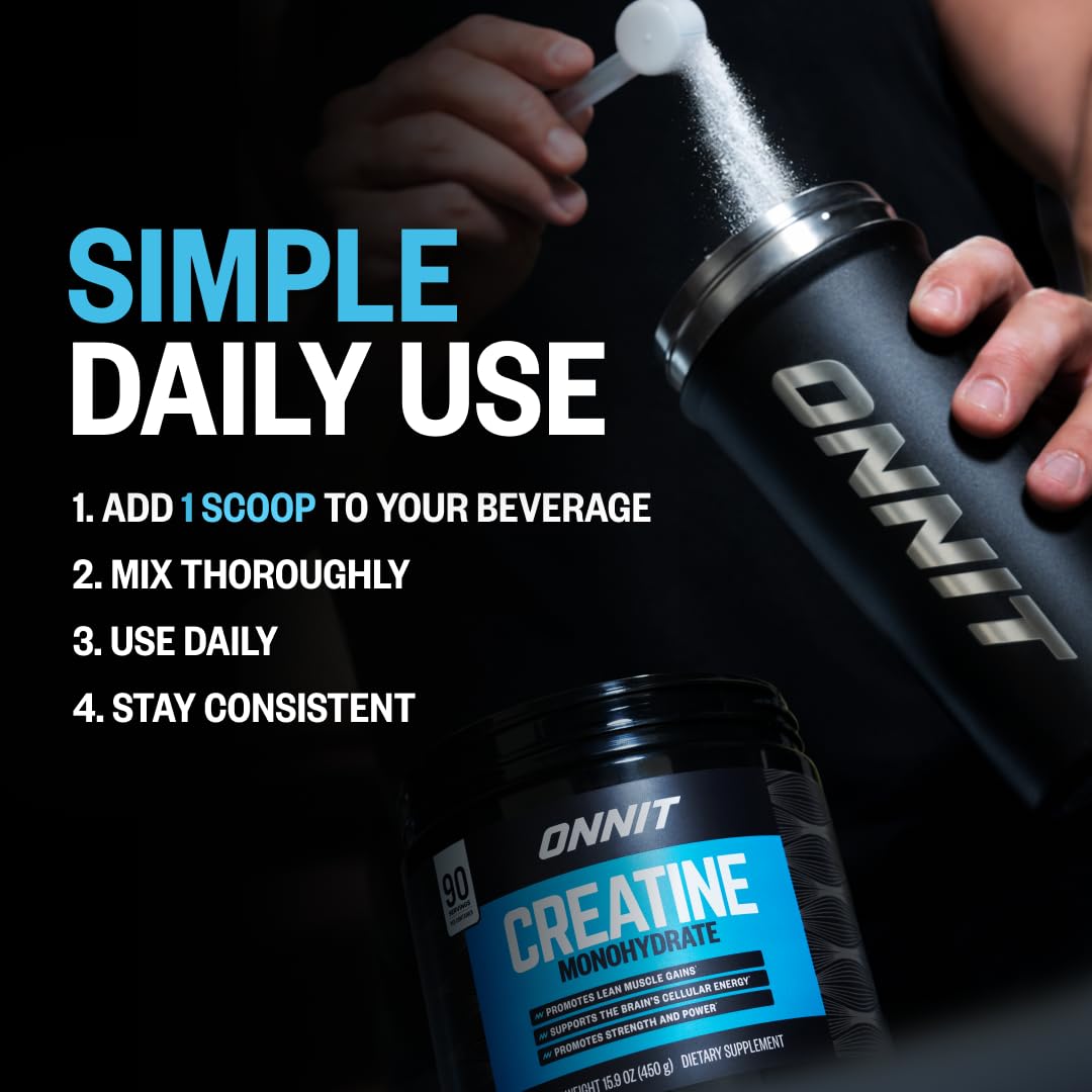 ONNIT Creatine Monohydrate Powder 5g, Unflavored, 90 Servings
