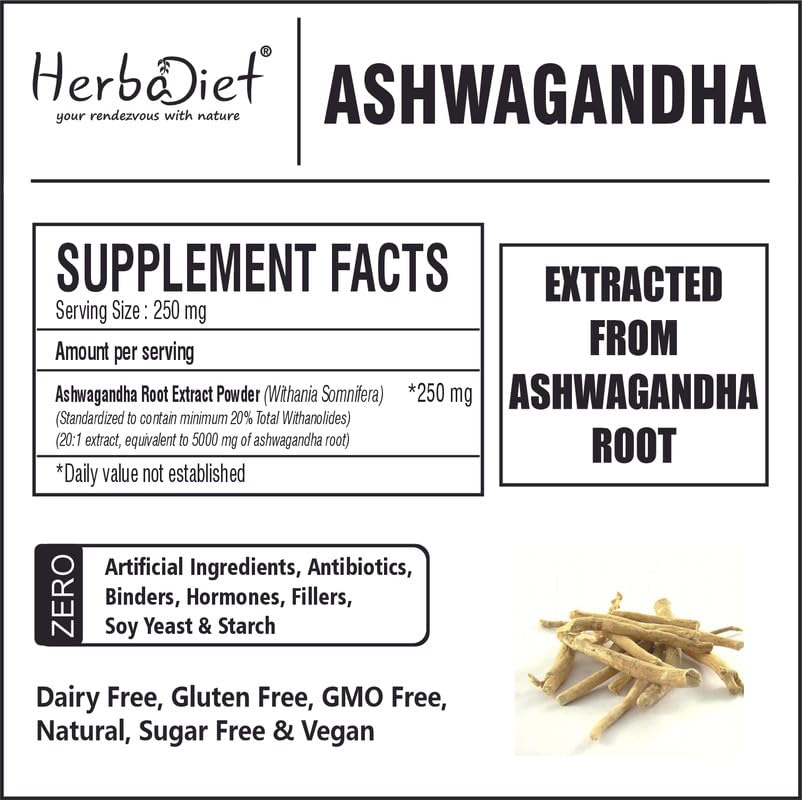 Herbadiet Ashwagandha Root Extract Powder 3.6 oz